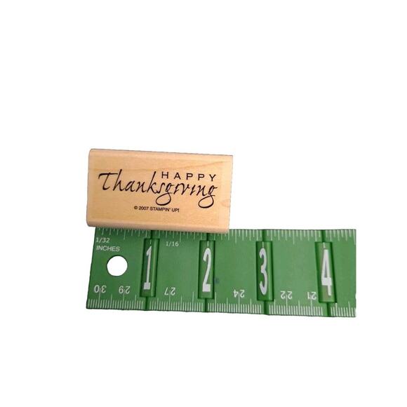 Happy Thanksgiving Wood Mounted Rubber Stamp Holiday Cards Stampin Up - Picture 1 of 3